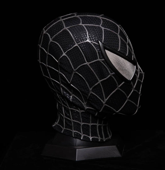 Black Spider Man Premium Coseplay Mask with Hard Face Shell and Magnetic Lenses