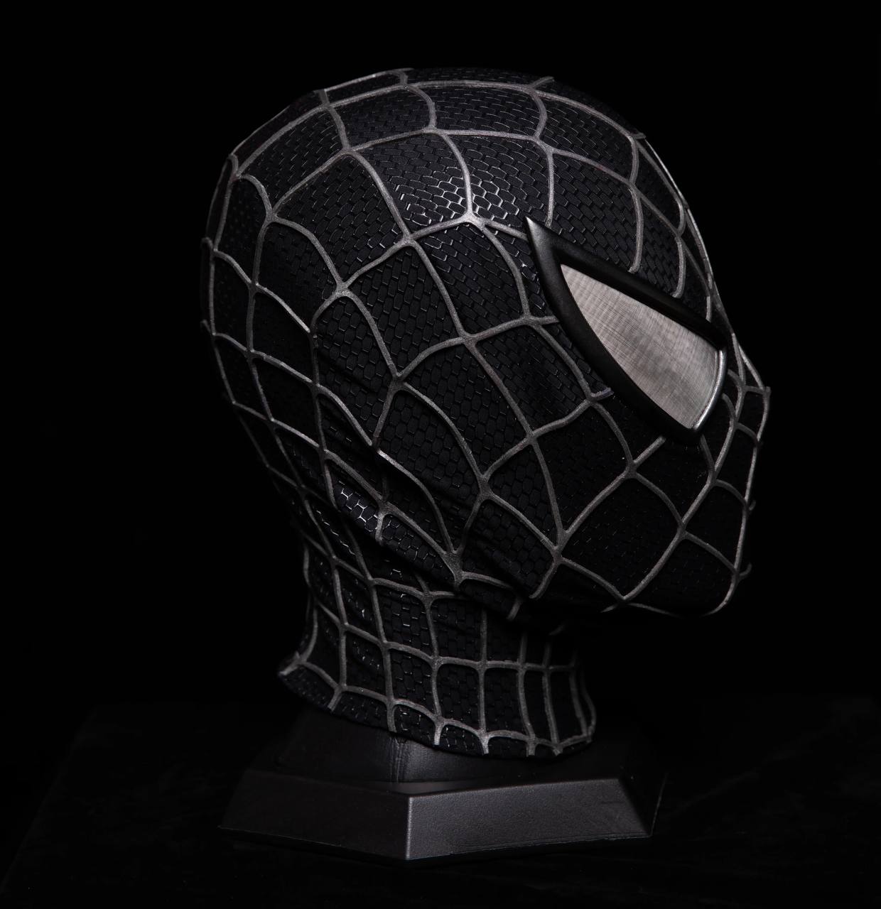 Black Spider Man Premium Coseplay Mask with Hard Face Shell and Magnetic Lenses